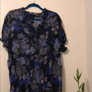 Blue floral blouse